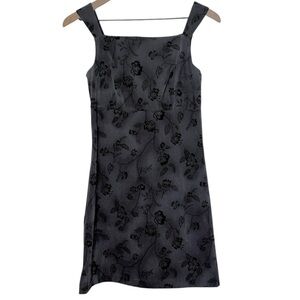 Vintage Y2K Rampage USA Floral Black Sleeveless Sheath Dress Size 3 Whimsigoth